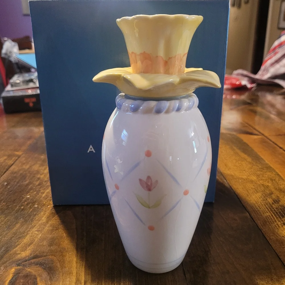 Elegant Blooms Vase & Taper Holder - Avon Floral Vase and Candle Holders - NEW